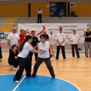 Chen Peiju teaches student in Italy