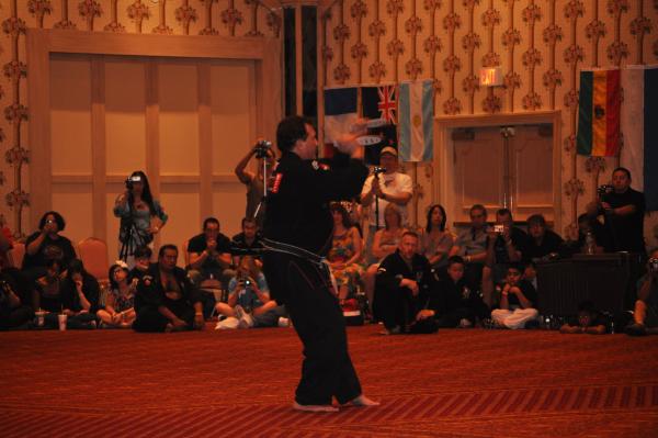 Speakman doing knife form during the test.